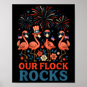 Affiche Notre troupeau envoie un flamant rose patriotique 