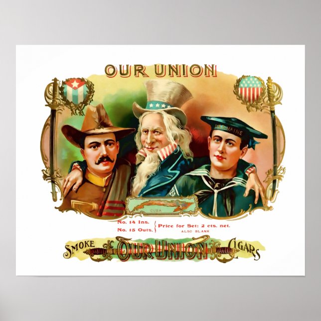 Affiche Notre Union Cigar Vintage Box Étiquette (Devant)