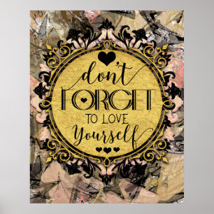 Affiche N'oublie pas de t'aimer Black Marble Swirl