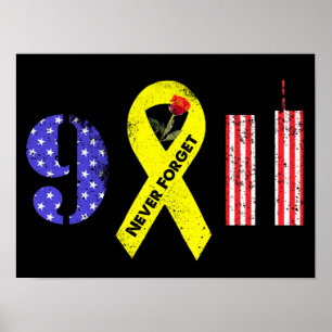 Affiche N'oubliez jamais 9 11 Ruban jaune