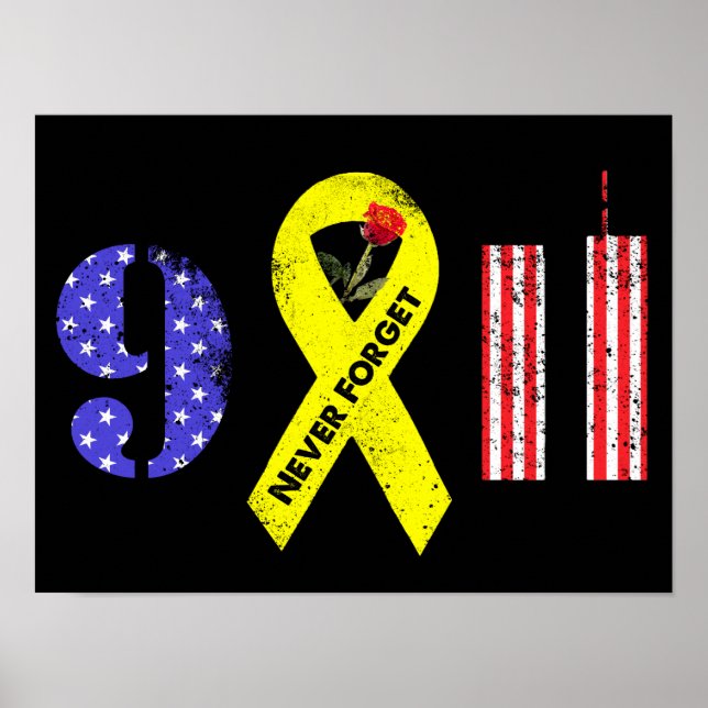 Affiche N'oubliez jamais 9 11 Ruban jaune (Devant)