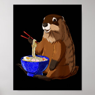 Affiche Nouilles Japonaises Kawaii Bol De Ramen Drôle Marm