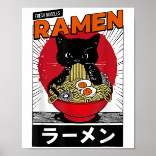 Affiche Nouilles Ramen Chat Y2k Retro Anime Chat _1