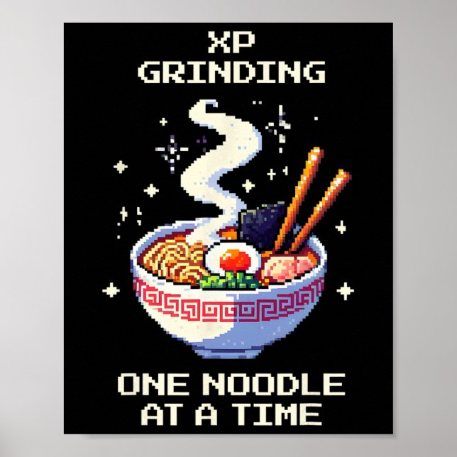 Affiche Nouilles Ramen de meulage Xp Pixel Art Jeux Rétro  (Devant)