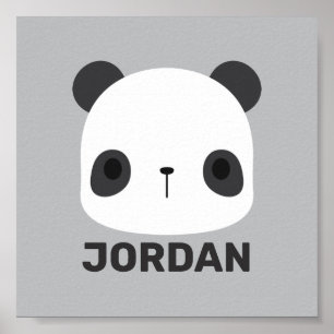 Affiche Noun ours panda mignon avec nom personnalisé