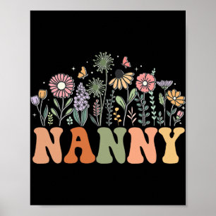 Affiche Nounou Fleur Sauvage Fleurale Anniversaire Baby Sh