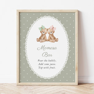Affiche Nounours, Arc, Points verts, Bar Momosa