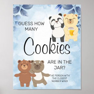 Affiche Nounours Combien de cookies Baby shower Jeu Signal