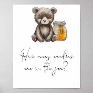 Affiche Nounours en peluche - devine combien de bonbons