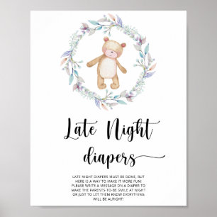 Affiche Nounours en peluche \ Jeu de couches tard la nuit