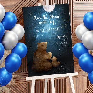 Affiche Nounours Mignon Au-Dessus De La Lune Bienvenue