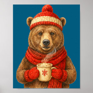 Affiche Nounours Mignon Avec Chapeau De Père Noël Amateur