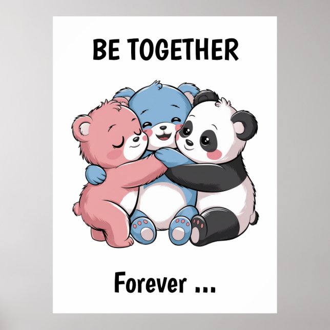 Affiche Nounours mignons avec Panda (Devant)