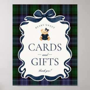 Affiche Nounours Ours à nœud papillon Prépa Plaid Cartes e