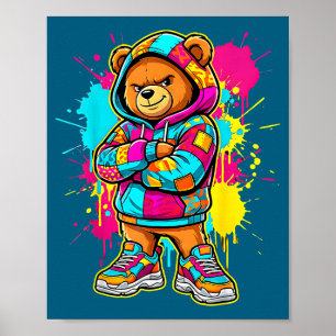 Affiche Nounours ours en peluche colorés pour tout-petits