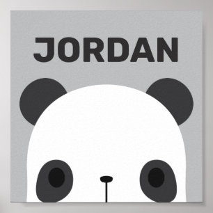 Affiche Nounours Panda Mignon avec Nom Personnalisé
