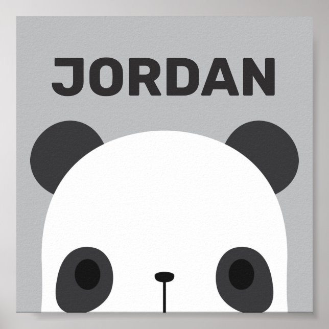Affiche Nounours Panda Mignon avec Nom Personnalisé (Devant)