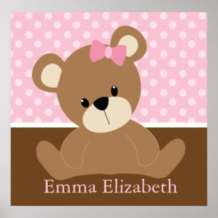 Affiche Nounours Teddy rose