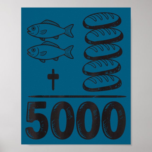 Affiche Nourrir 5000 Miracles Jésus Mathématiques Chrétien (Devant)