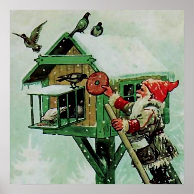 Affiche « Nourrir les oiseaux en hiver » de Jenny Nystrom (Devant)