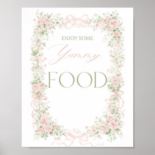 Affiche Nourrisson Fille Arc Floral Baby Shower nourriture