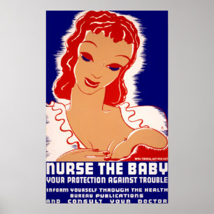 Affiche Nourriture allaitante vintage santé du bébé