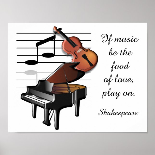 Affiche Nourriture d'amour - Shakespeare citation art impr (Devant)