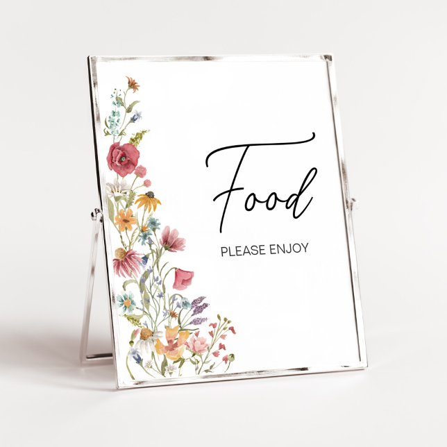 Affiche Nourriture de Baby shower de printemps pour bébé e (Boho Wildflower Baby Shower Food Sign)
