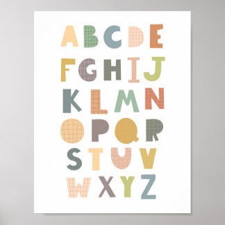 Affiche Nourriture de l'alphabet Boho neutre pour les homm