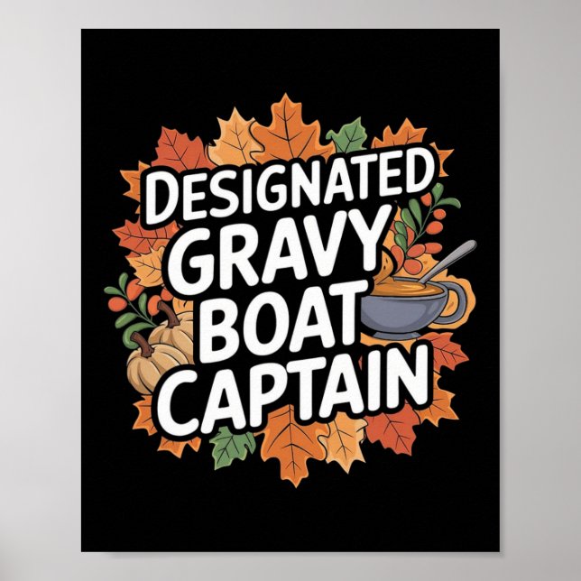 Affiche Nourriture drôle de Thanksgiving - Capitaine de la (Devant)