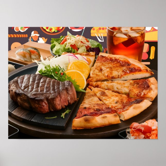 Affiche Nourriture et boissons délicieux (Devant)