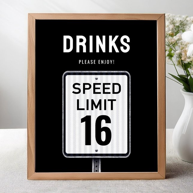 Affiche Nourriture moderne signal Limite de vitesse 16 ans (Créateur téléchargé)