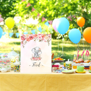 Affiche Nourriture pour Baby Shower Éléphant Bébé