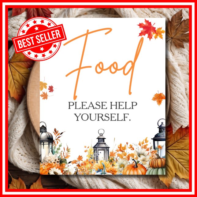 AFFICHE NOURRITURE SIGNER UN PETIT BABY SHOWER CITROUILLE (FOOD SIGN A Little Pumpkin is on the Way Fall Autumn Baby Shower Poster )