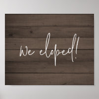 Nous Avons Elopé Script Rustique Faux Wood Elopeme