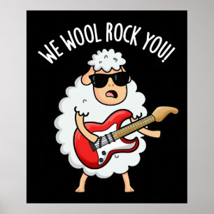 Affiche Nous la laine vous rock mouton drôle Pun BG foncé