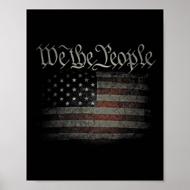 Affiche Nous Le Peuple Drapeau Usa 4 juillet Nous Déchiron (Devant)