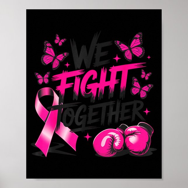 Affiche Nous Luttons Ensemble Gants de Combat Cancer du Se (Devant)
