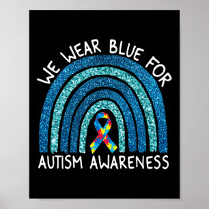 Affiche Nous Portons L'Arc En Ciel Bleu Pour La Sensibilis