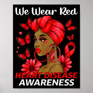 Affiche Nous portons le rouge Maladie cardiaque Afro Femme