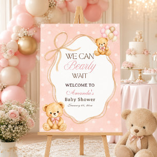 Affiche Nous Pouvons à Peine Attendre Fille Ourson Rose Ba