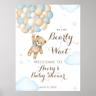 Affiche Nous pouvons à peine attendre ours en ballon bébé