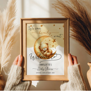 Affiche Nous pouvons à peine attendre un ours mignon Bienv