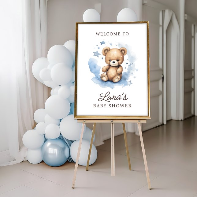 Affiche Nous pouvons attendre l'accueil Baby shower bleu (Créateur téléchargé)
