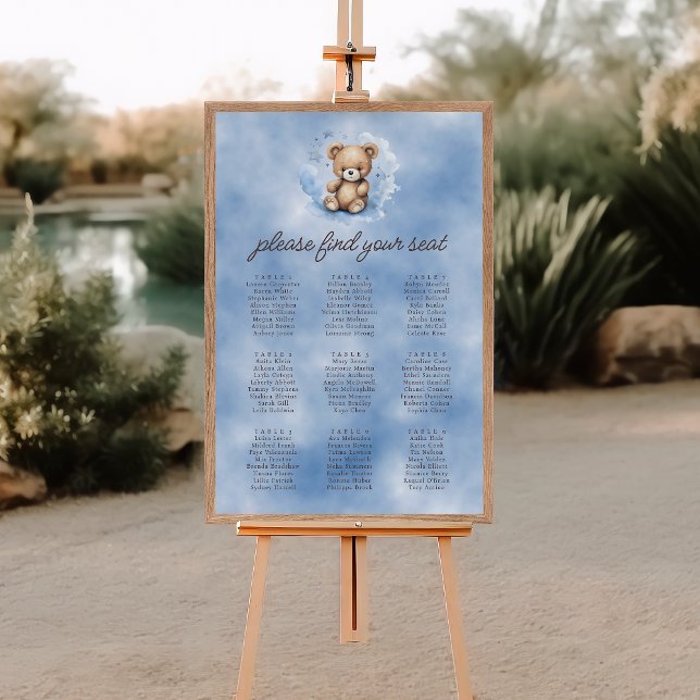 Affiche Nous Pouvons Attendre Le Baby shower Bleu Siège (Créateur téléchargé)