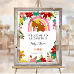 Affiche Nous pouvons attendre mignon Baby shower Ours Bien<br><div class="desc">Bienvenue à vos invités avec ce joli baby shower d'accueil pour petits ours. Parfait pour votre fête de baby shower fille. Le modèle est super facile à modifier.</div>