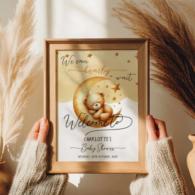 Affiche Nous pouvons attendre mignon Baby shower Ours Bien (Créateur téléchargé)