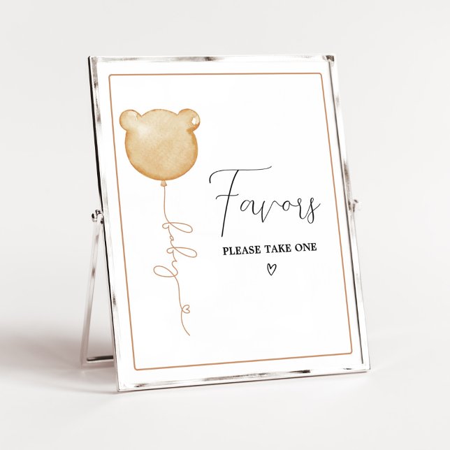 Affiche Nous Pouvons Attendre Rapidement Les Faveurs Bébés (Gender Neutral Minimalist Bear Baby Shower Favors Sign)