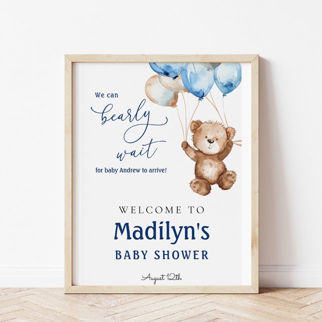 Affiche Nous pouvons attendre tôt Teddy Bear Baby shower B (Créateur téléchargé)