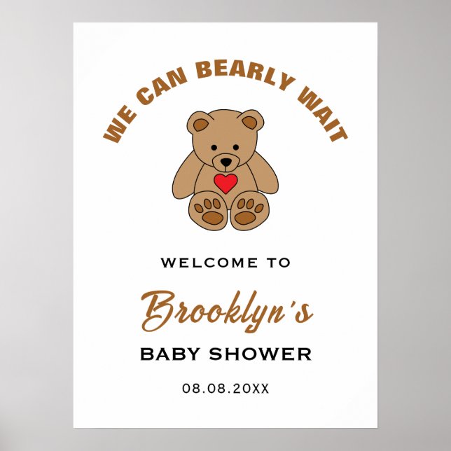 Affiche Nous pouvons attendre tôt Teddy Bear Baby shower B (Devant)